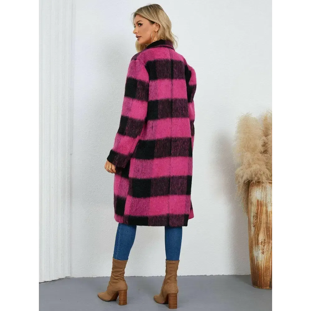 Plaid Double-Breasted Coat for Timeless Luxury Fashion for Woman