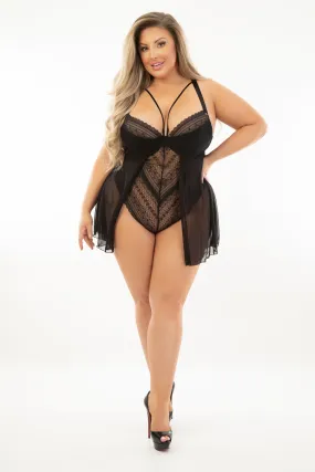 Plus Size Lace & Mesh Teddy Doll