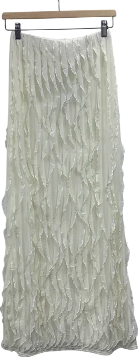 Public Desire Cream Ruffled Detail Maxi Skirt UK 10