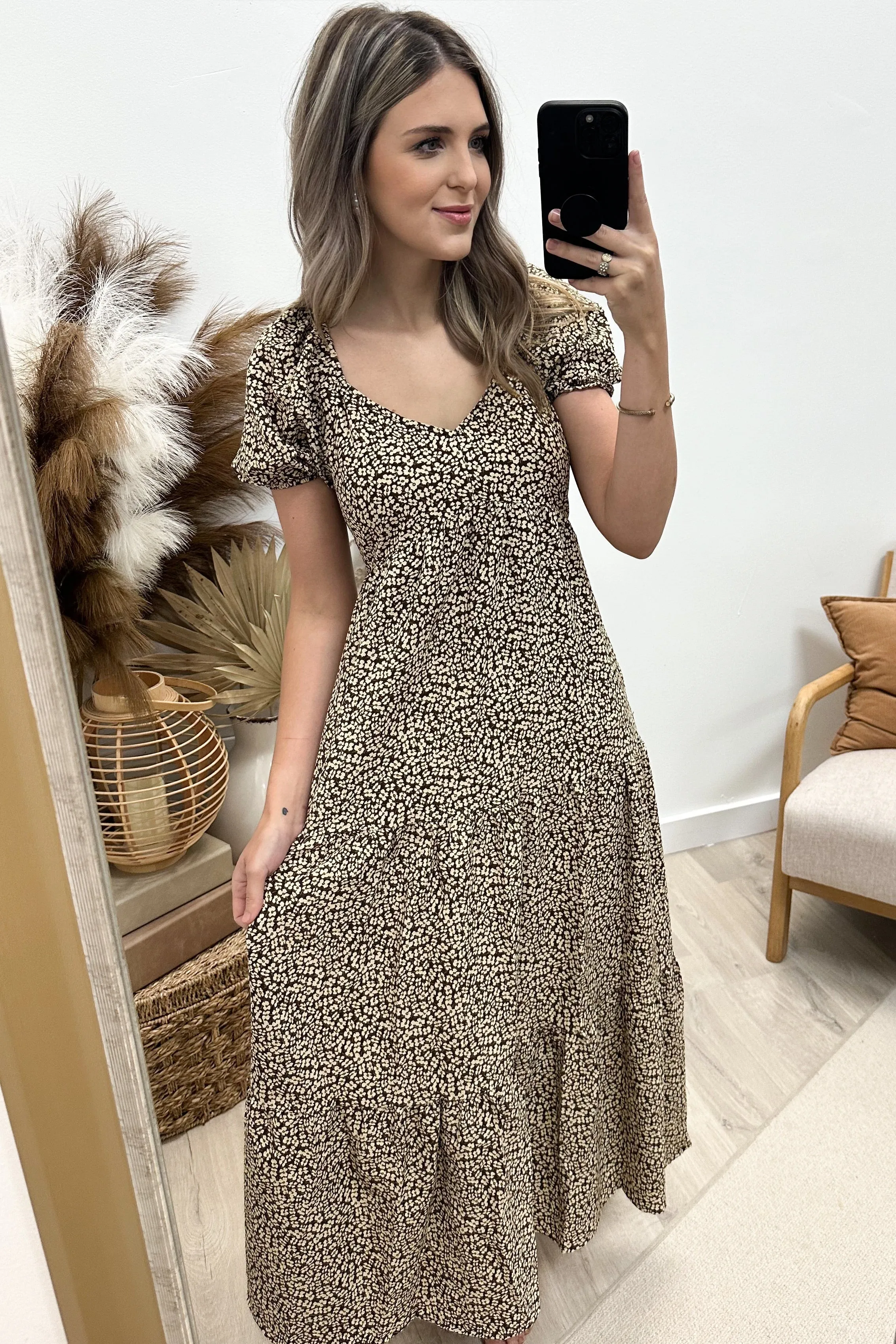 "Covered In Daydreams" Dress (Brown)