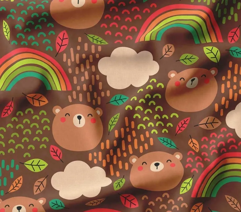 Rainbow Teddy Bear Patterned Fabric SCB-271