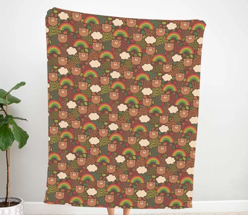 Rainbow Teddy Bear Patterned Fabric SCB-271