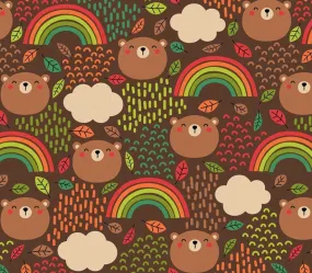 Rainbow Teddy Bear Patterned Fabric SCB-271