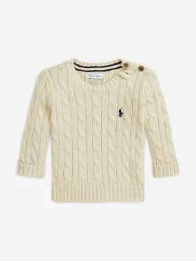 Ralph Lauren Baby Boys Cable Knit Jumper in Ivory