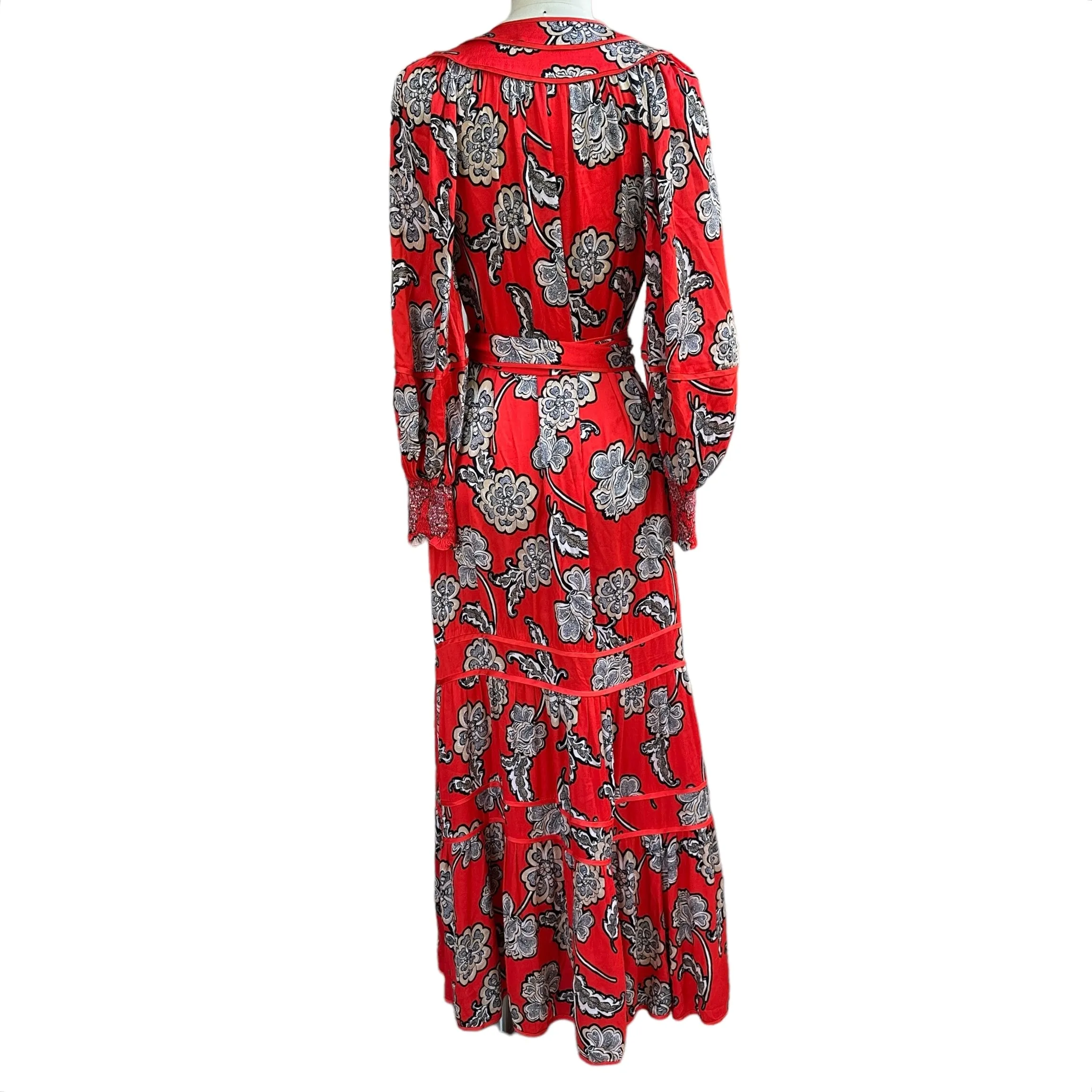 Red Floral Maxi Dress - XS