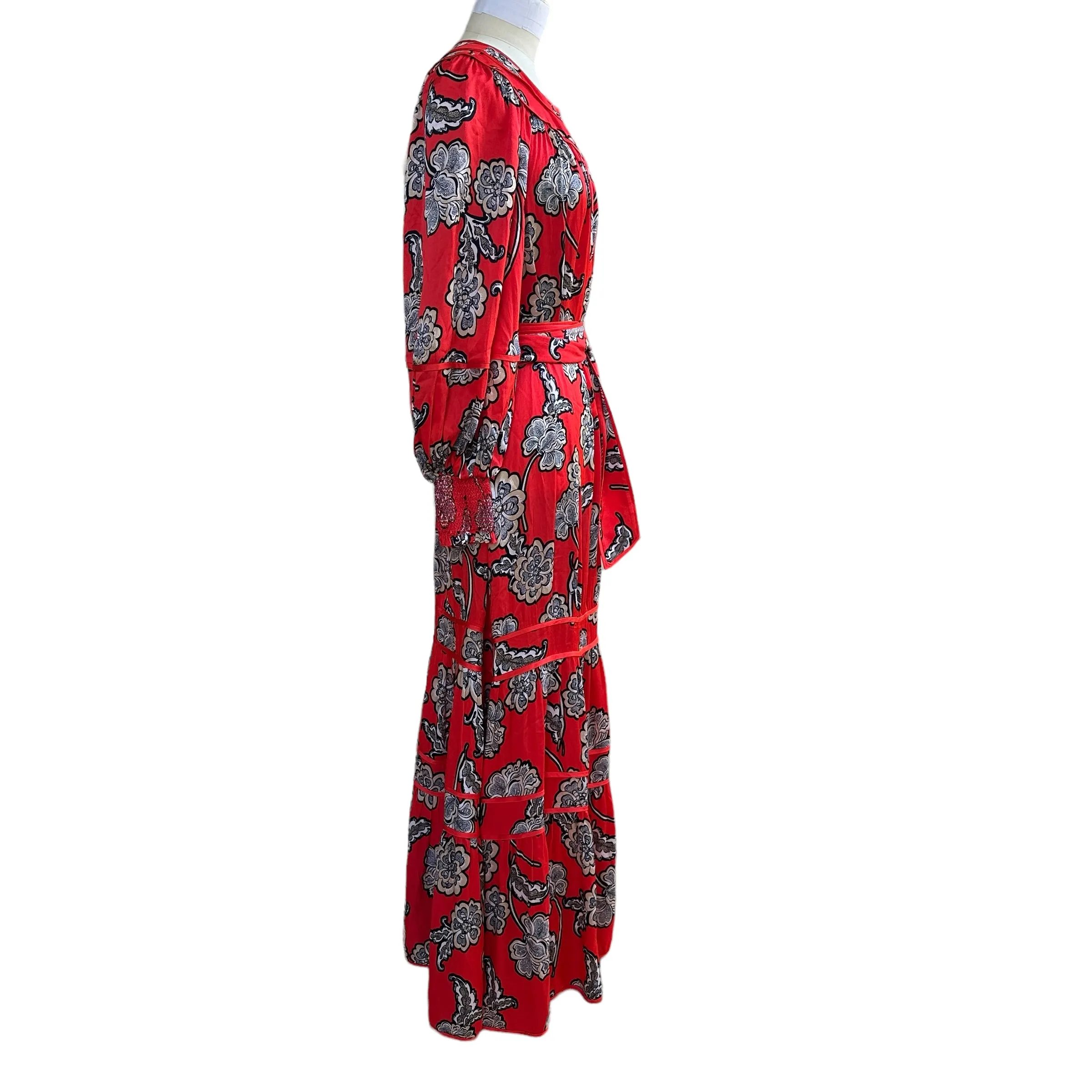 Red Floral Maxi Dress - XS