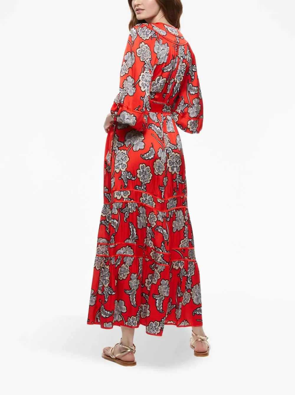 Red Floral Maxi Dress - XS