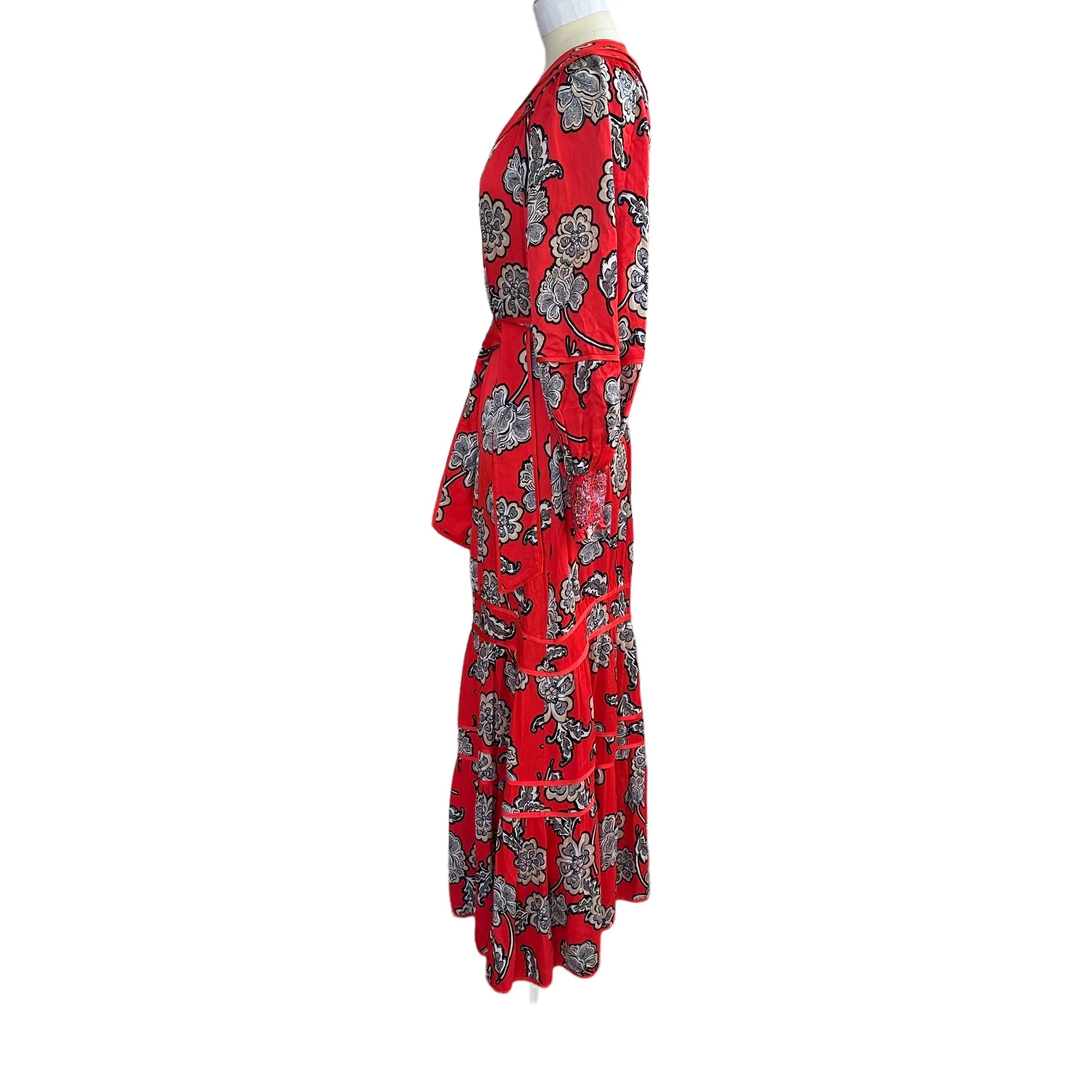 Red Floral Maxi Dress - XS