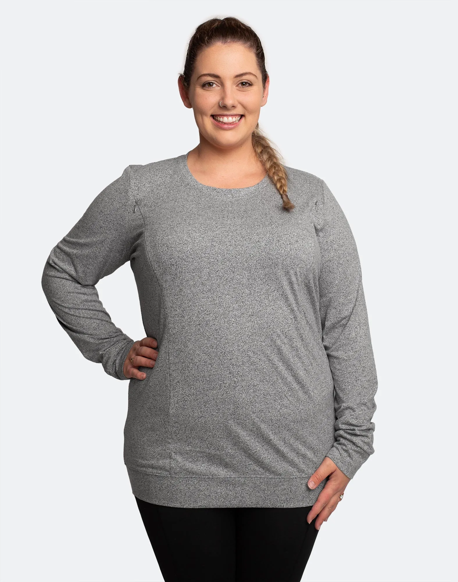 Relove ** Maternity Top - Crew Neck Jumper Grey