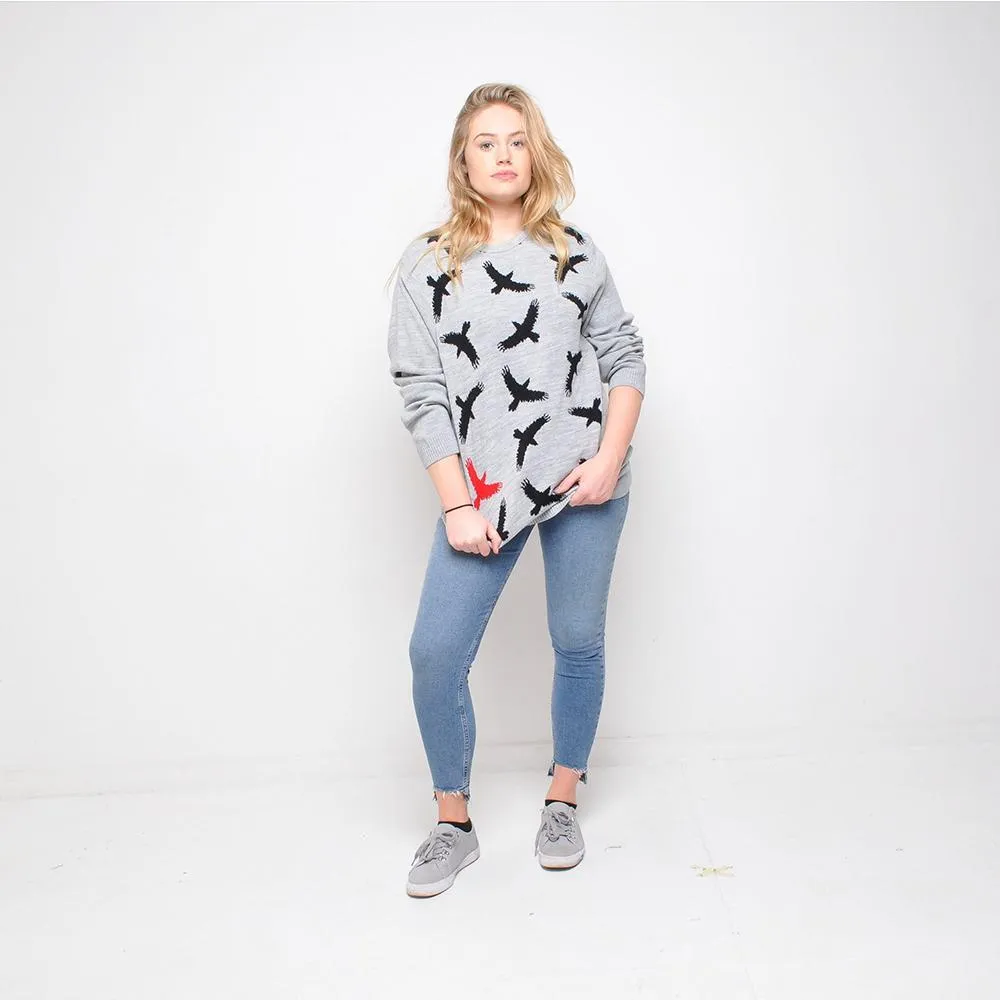 Run & Fly - Crows - Womens Jumper - Grey