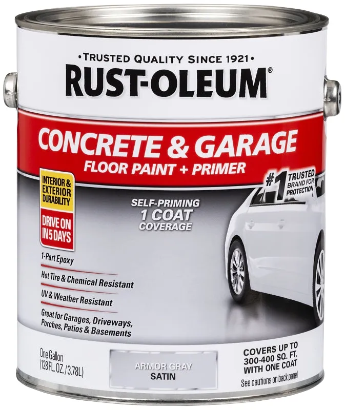 RUST-OLEUM 225359 Floor Paint, Satin, Armor Gray, 1 gal Can :GAL: QUANTITY: 2