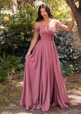 Sakura Off Shoulder Satin Maxi Dress Curve Mauve Rose