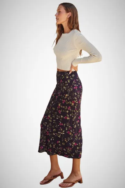 Satin Pull On Maxi Skirt