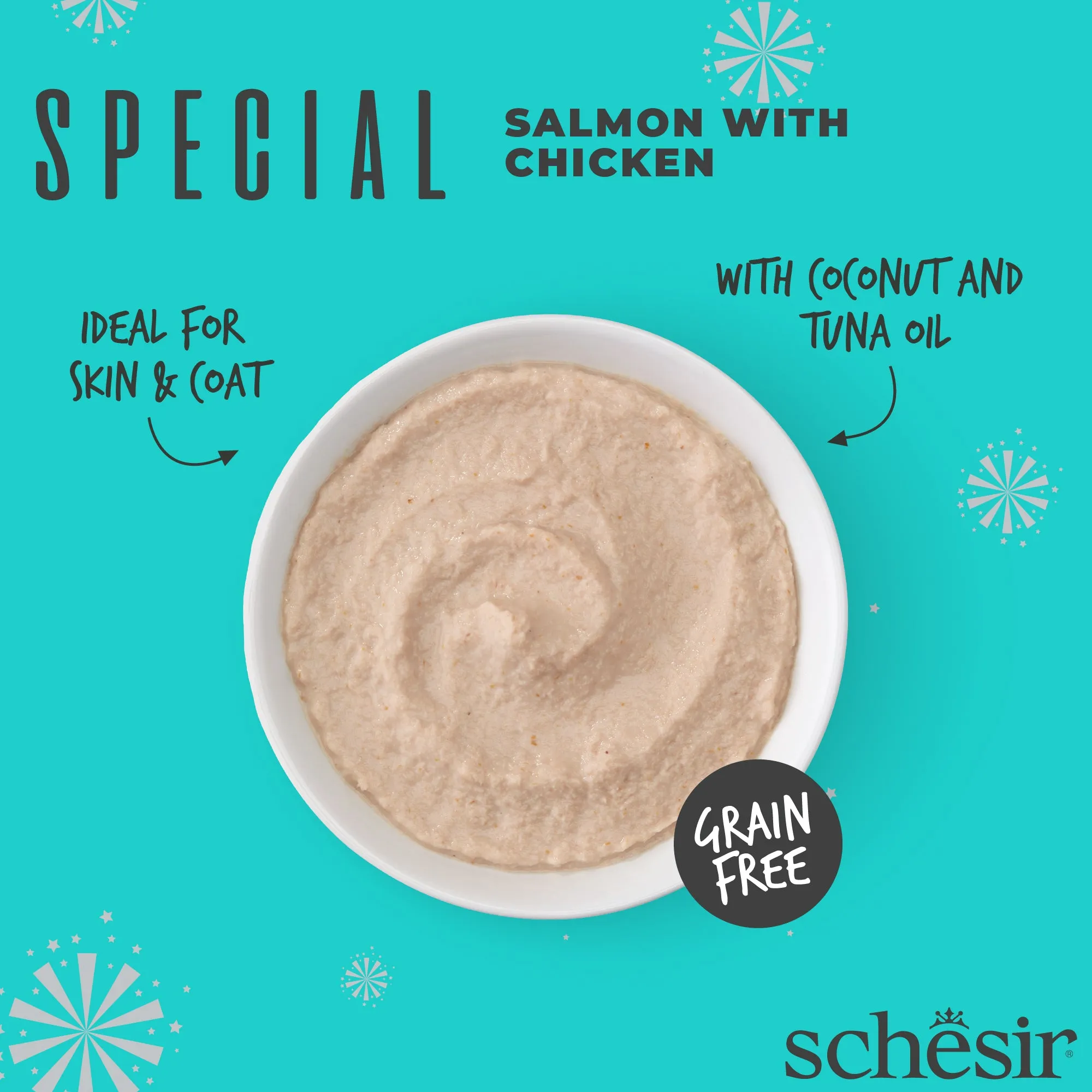 Schesir Special Mousse Skin & Coat Salmon With Chicken In Mousse Wet Food For Cats