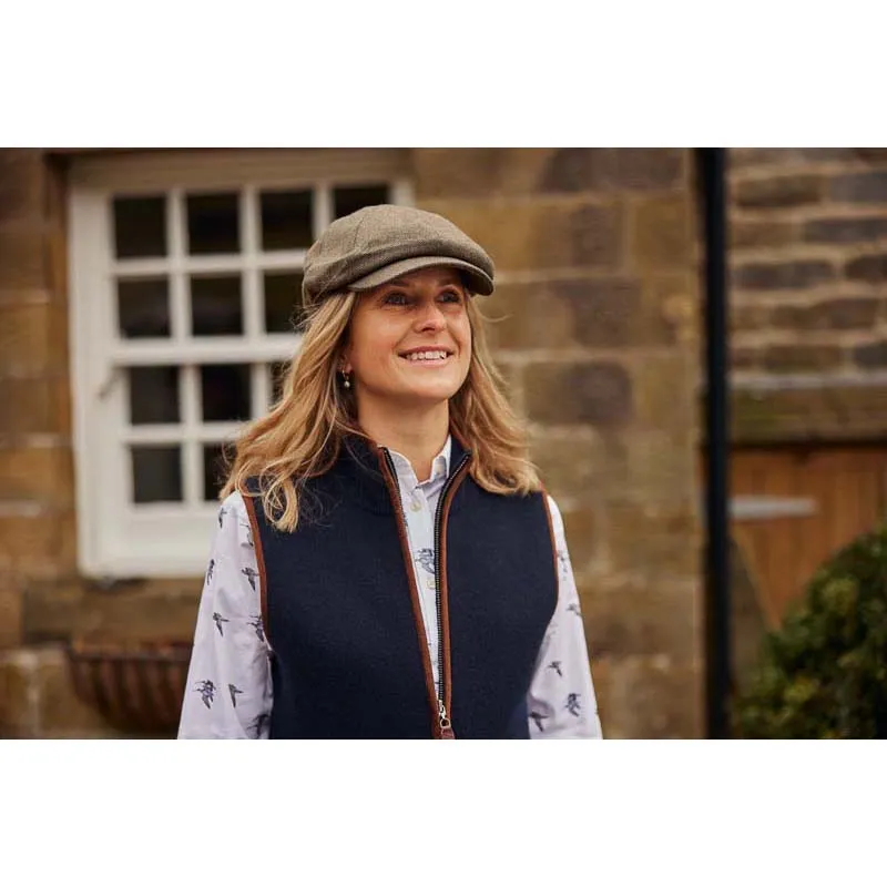 Schoffel Newsboy Ladies Cap - Loden Green Herringbone Wide Tweed