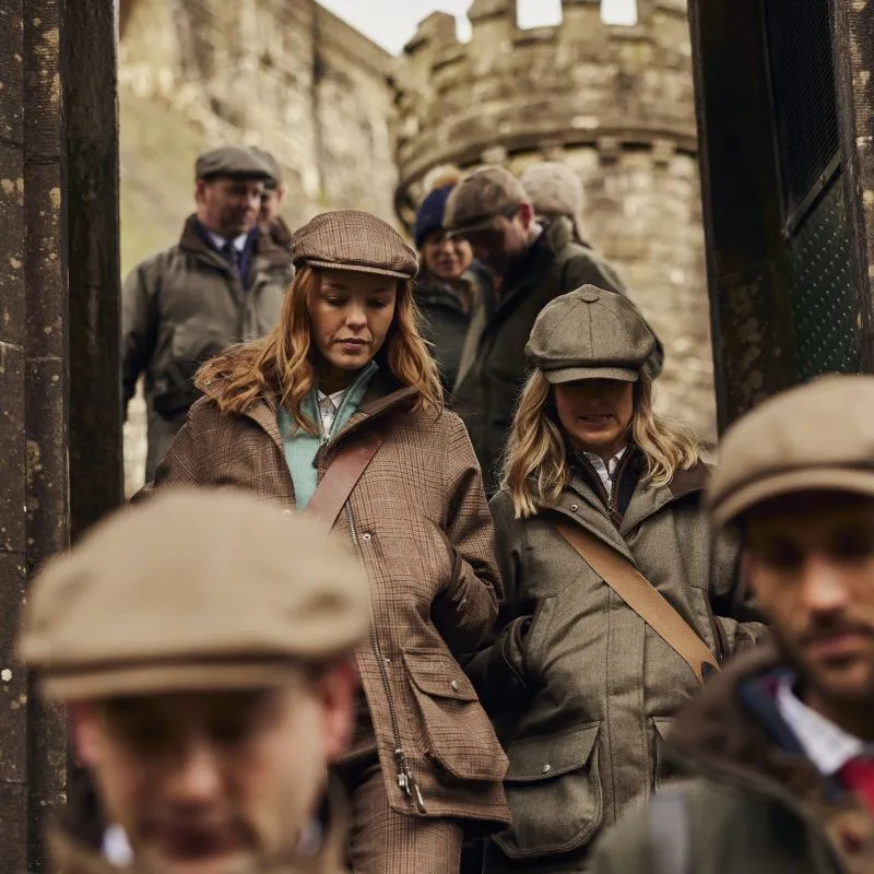 Schoffel Newsboy Ladies Cap - Loden Green Herringbone Wide Tweed
