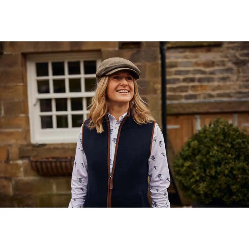 Schoffel Newsboy Ladies Cap - Loden Green Herringbone Wide Tweed