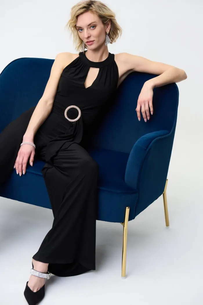 Sleeveless Ruched Waist Jumpsuit