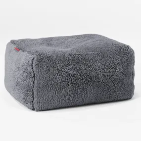 Small Footstool - Teddy Faux Fur Dark Grey