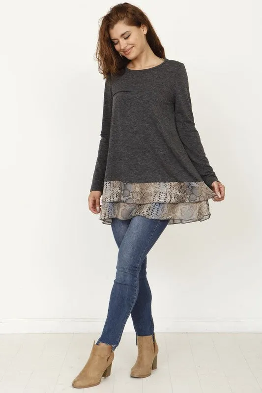 Snake Print Double Layered Tunic (Plus)