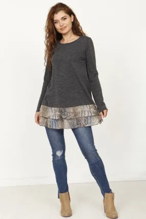 Snake Print Double Layered Tunic (Plus)