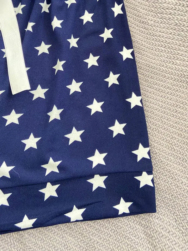 Stars Print Boyshorts - Lounge Shorts with Adjustable Waist
