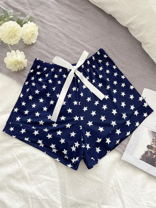 Stars Print Boyshorts - Lounge Shorts with Adjustable Waist