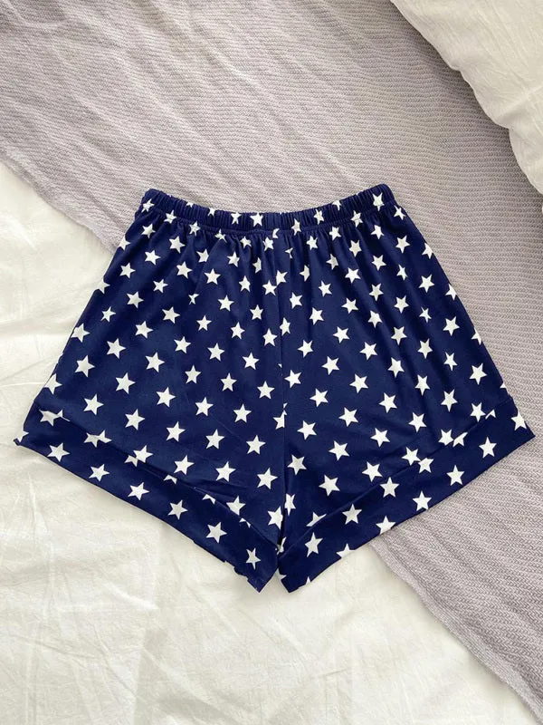 Stars Print Boyshorts - Lounge Shorts with Adjustable Waist