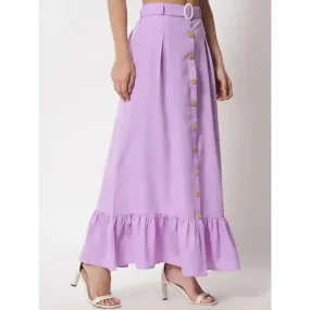 Stylish Crepe Purple Full Length Solid A-line Skirt For Women