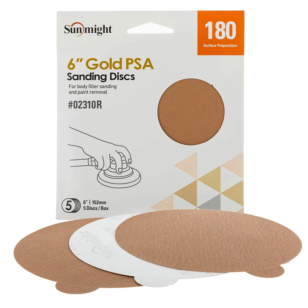 Sunmight 6" Gold PSA No Holes Sanding Discs - Retail Pack