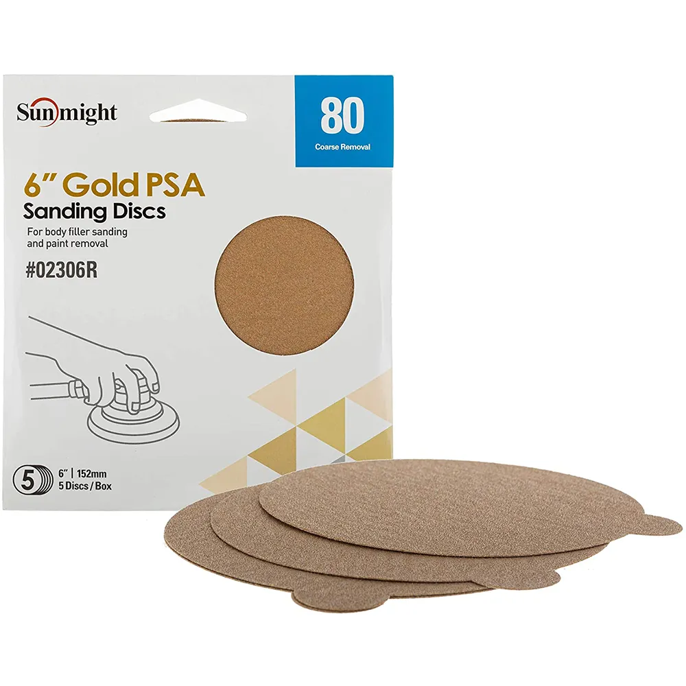 Sunmight 6" Gold PSA No Holes Sanding Discs - Retail Pack
