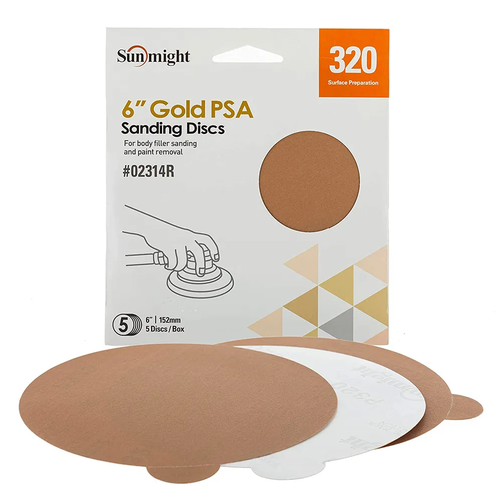 Sunmight 6" Gold PSA No Holes Sanding Discs - Retail Pack