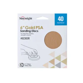 Sunmight 6" Gold PSA No Holes Sanding Discs - Retail Pack