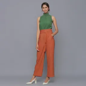 Sunset Rust Warm Cotton Corduroy Ankle Length Pant