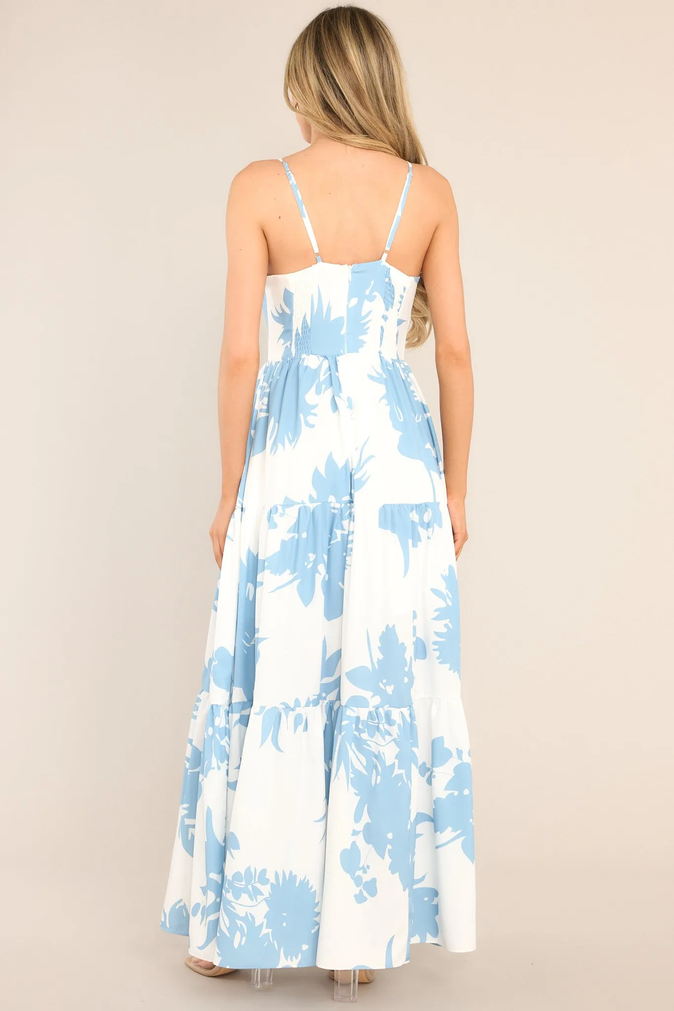 Sweet Life Light Blue & White Floral Maxi Dress