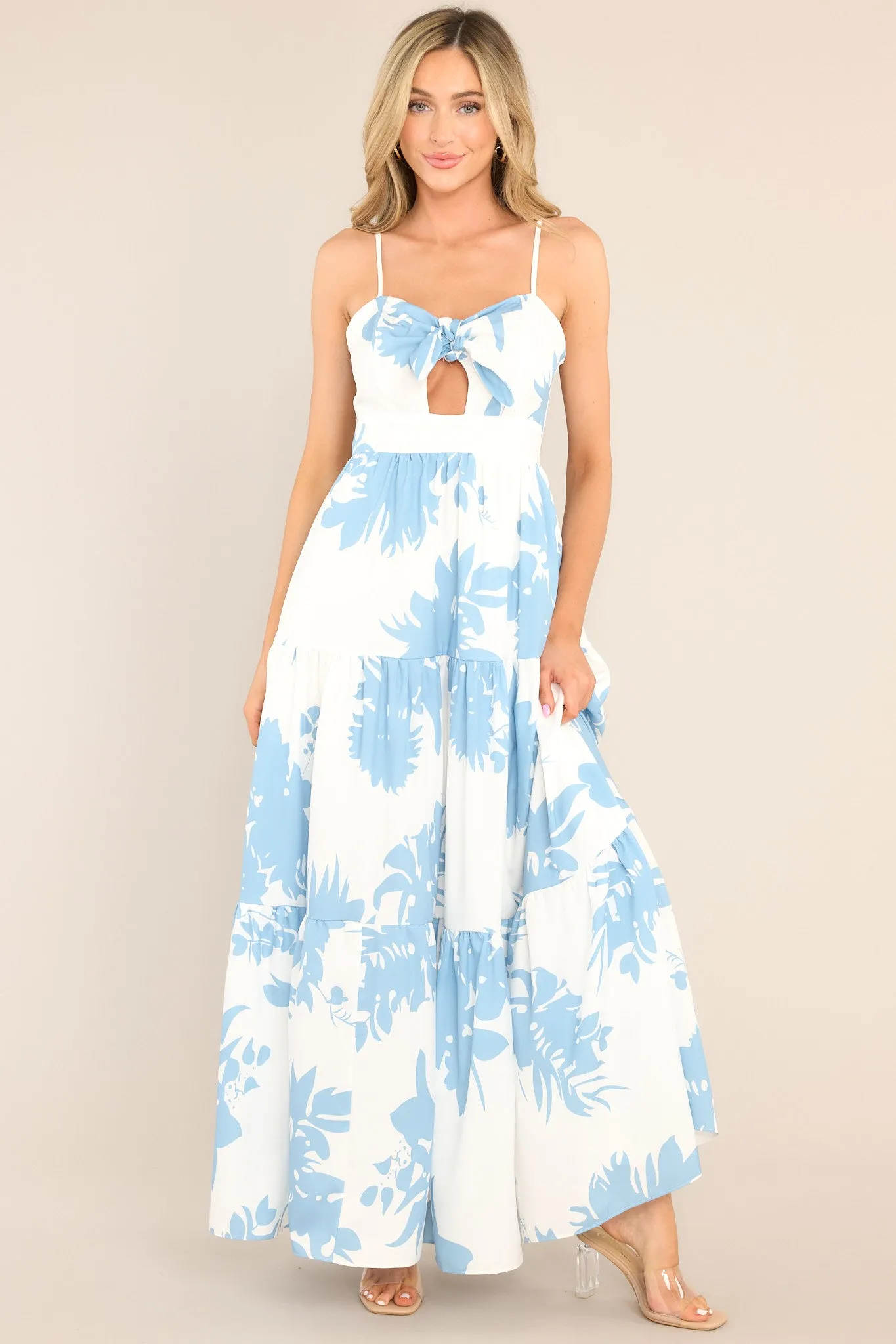 Sweet Life Light Blue & White Floral Maxi Dress
