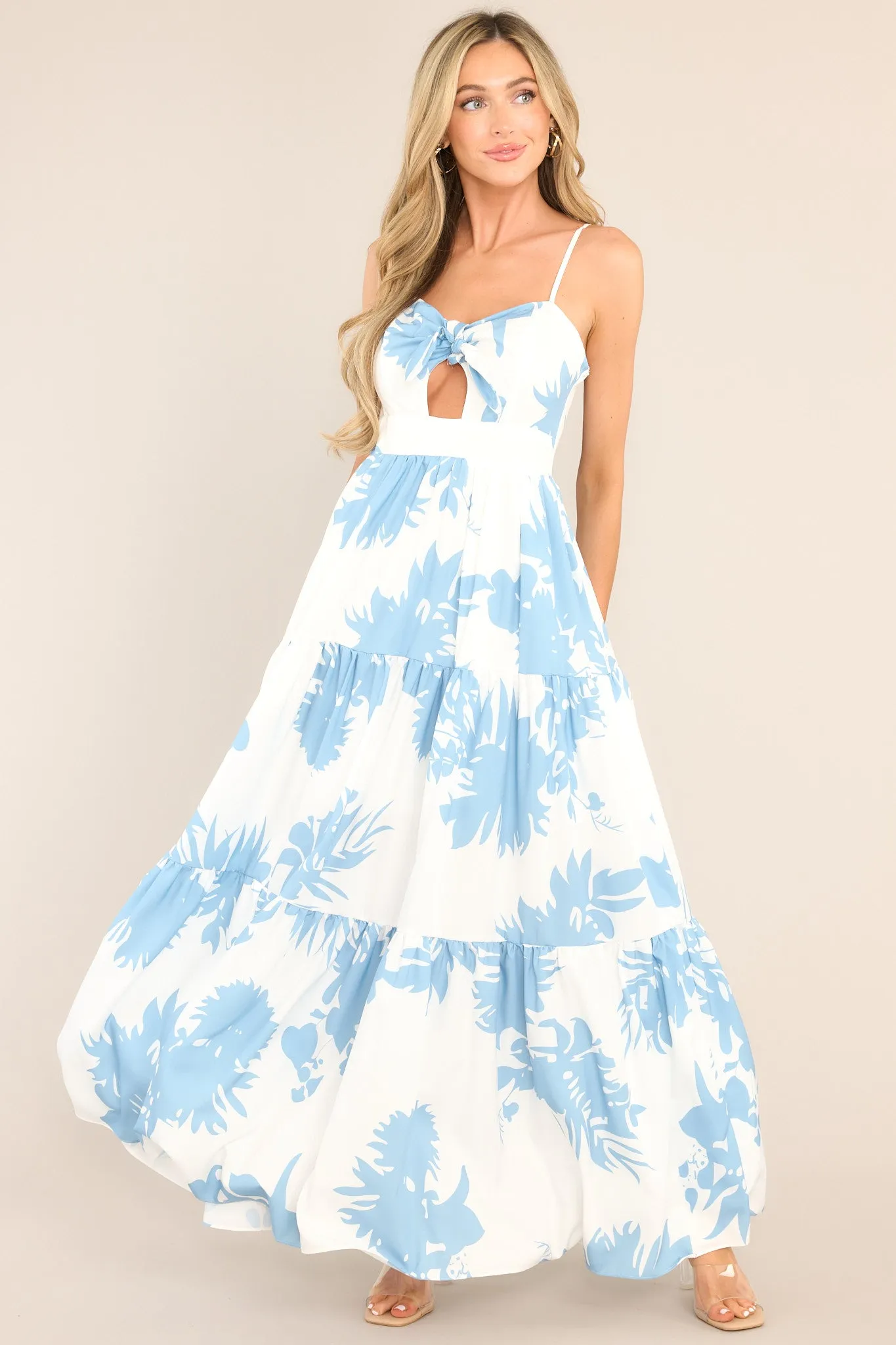Sweet Life Light Blue & White Floral Maxi Dress