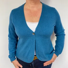 Teal Blue Cashmere V-Neck Cardigan Large