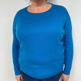 Teal Green Batwing Cashmere Crew Neck Jumper Extra Large