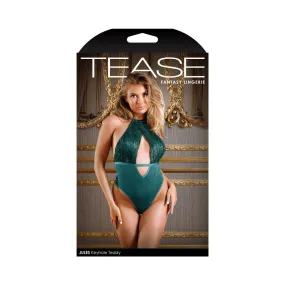 Tease Jules Keyhole Teddy With Snap Closure Dark Teal Green S/M