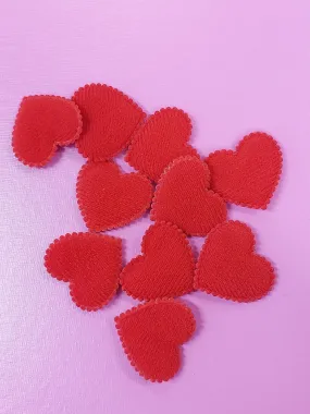 Teddy Hearts - Soft Feel Red Cushion Style Heart Embellishments 2cm - Pack of 10