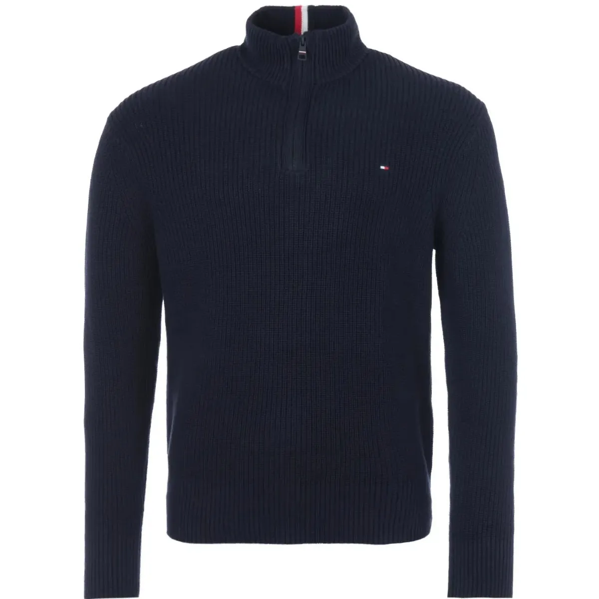 Tommy Hilfiger - Half Zip Rib Texture Jumper - Alabaster | Desert Sky | National Forest