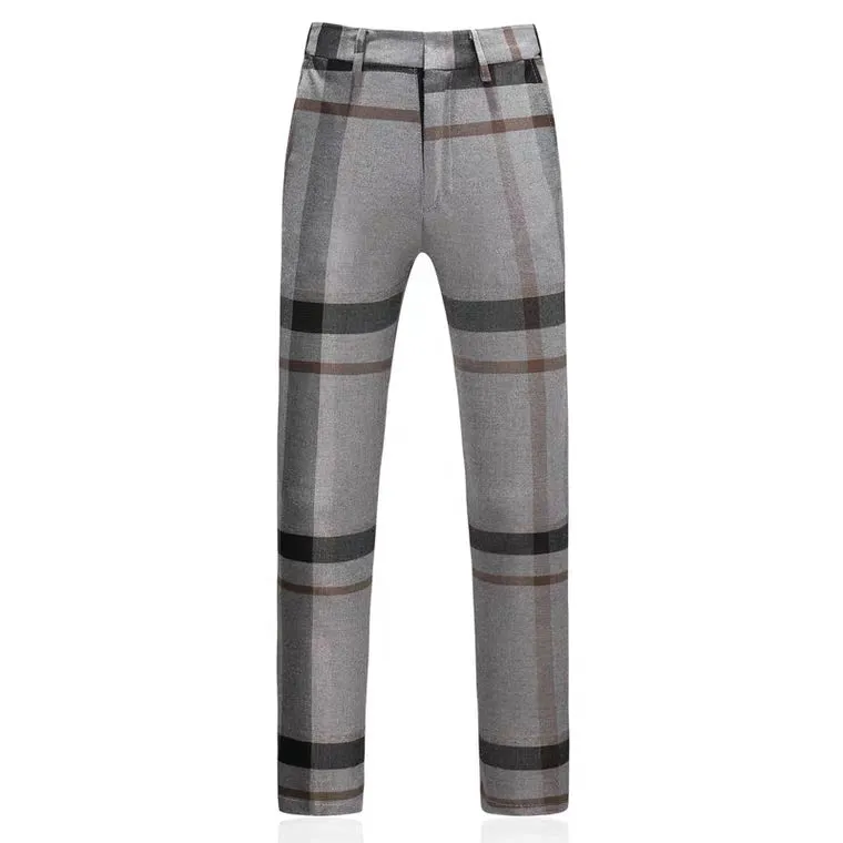Vaughan Men's Checkered Groom Blue Suit Jacket, Vest and Pants (3 Piece)