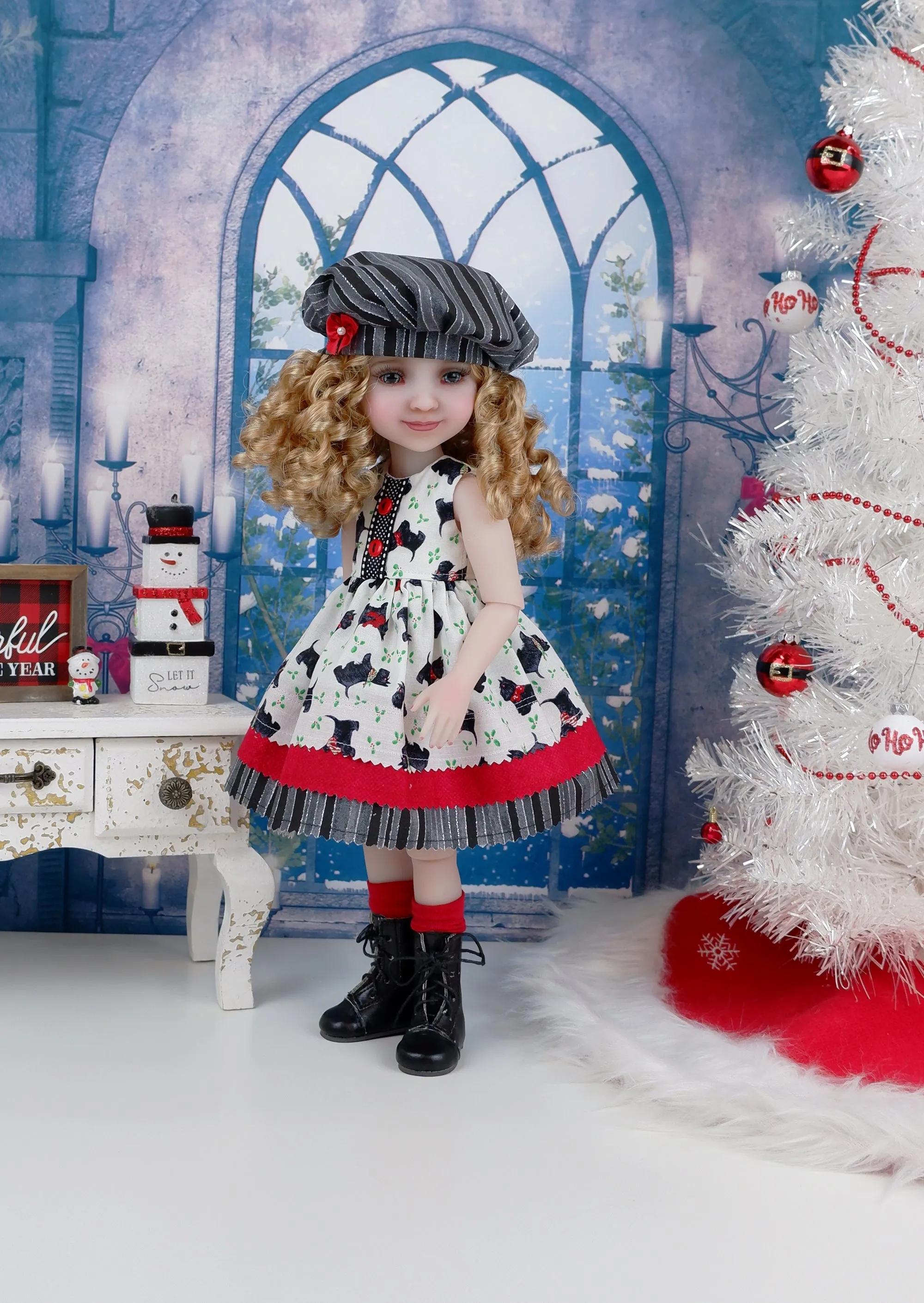 Winter Scottie - dress with boots for Ruby Red Fashion Friends doll