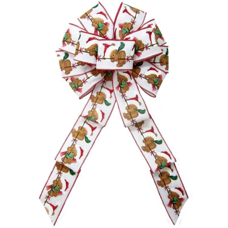 Wired Teddy Bear Blizzard Bow (2.5"ribbon~10"Wx20"L)