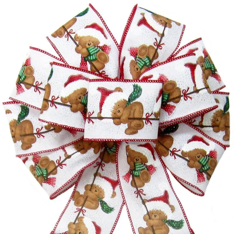 Wired Teddy Bear Blizzard Bow (2.5"ribbon~10"Wx20"L)