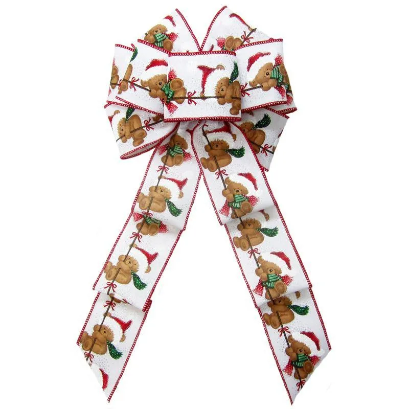 Wired Teddy Bear Blizzard Bow (2.5"ribbon~8"Wx16"L)