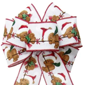 Wired Teddy Bear Blizzard Bow (2.5"ribbon~8"Wx16"L)