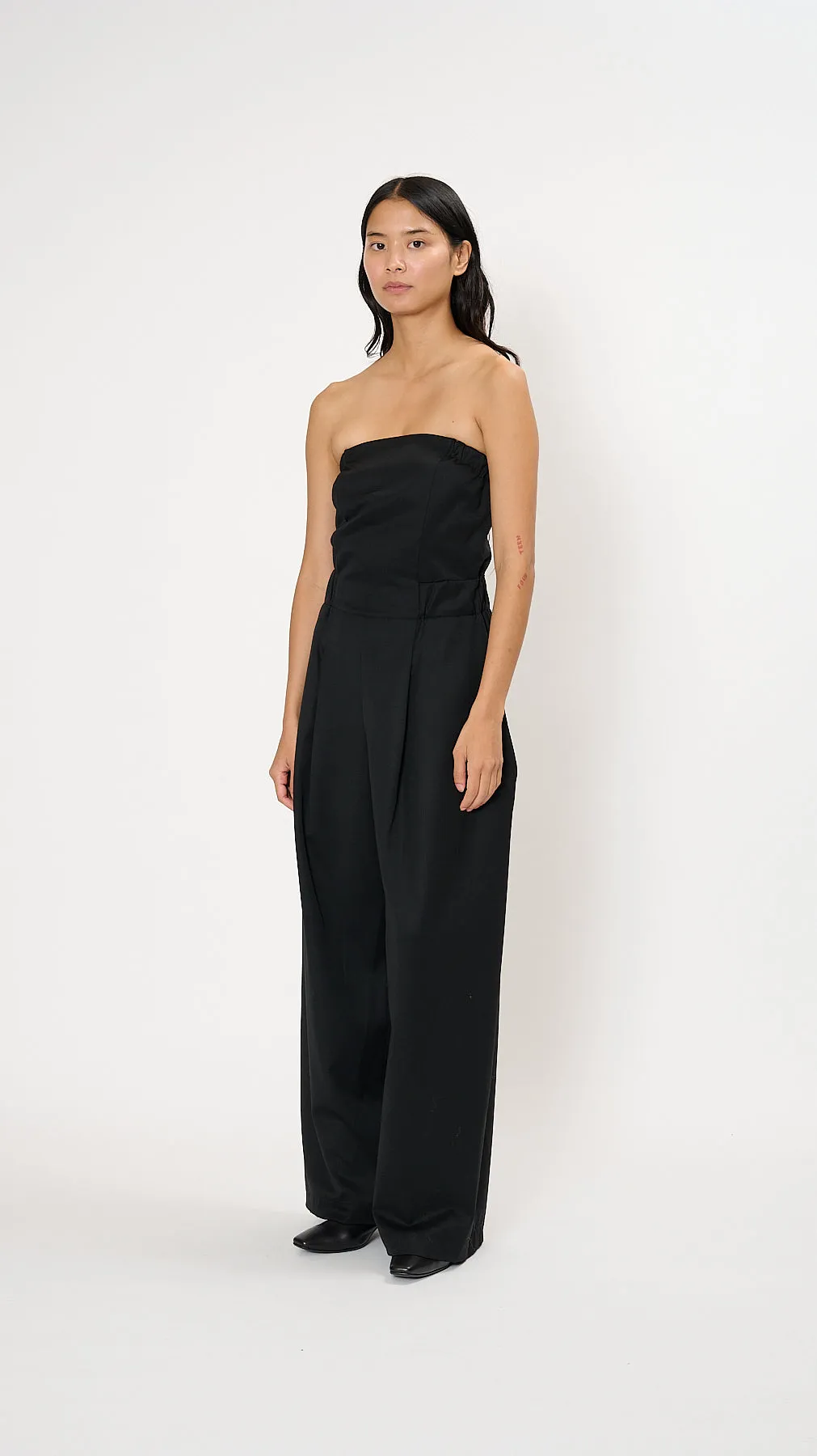 Wool Gabardine Jumpsuit in Black
