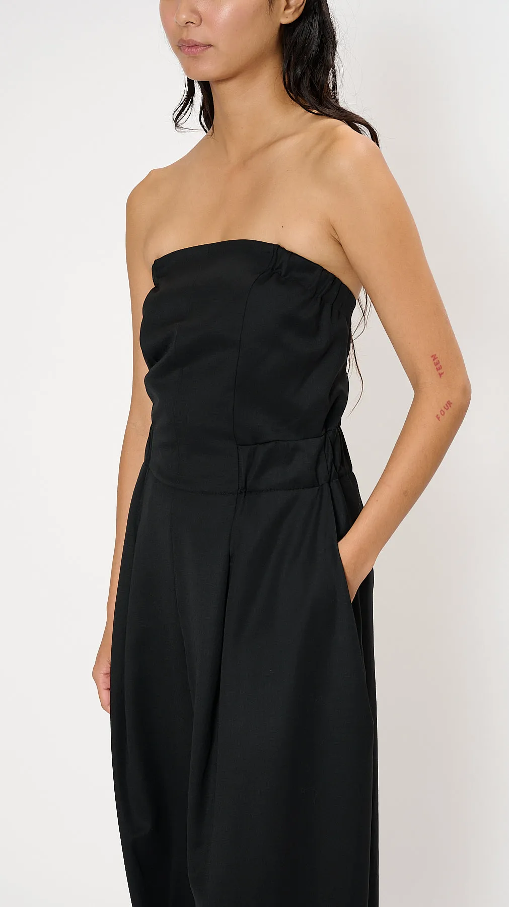 Wool Gabardine Jumpsuit in Black